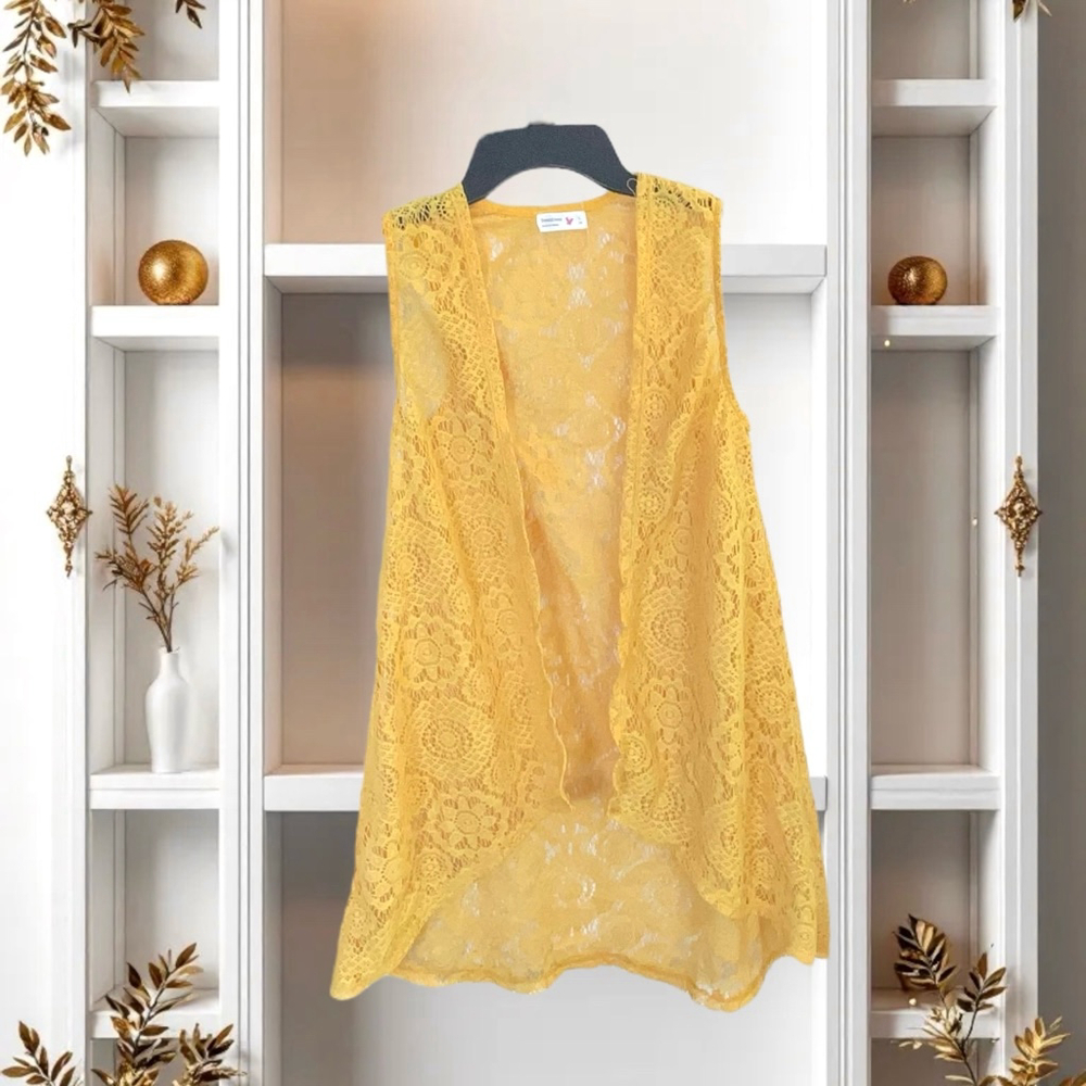 Beautees Gold Lace Open Cardigan Girls Size 14